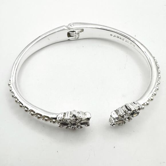 Anne Klein Hinge Bracelet Silver tone Snowflake Holiday CZ  Festive Jewelry - Picture 9 of 9